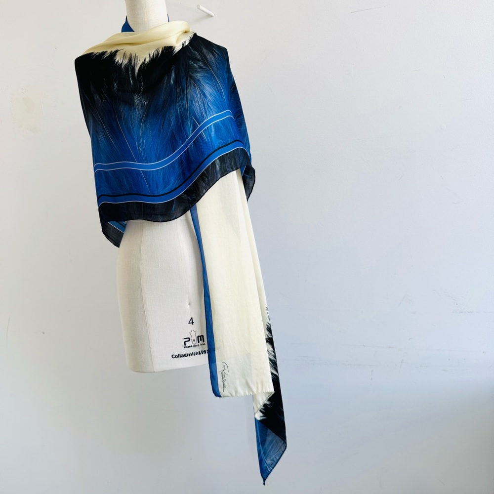 Roberto Cavalli bright blue silk Scarf - Picture 9 of 13